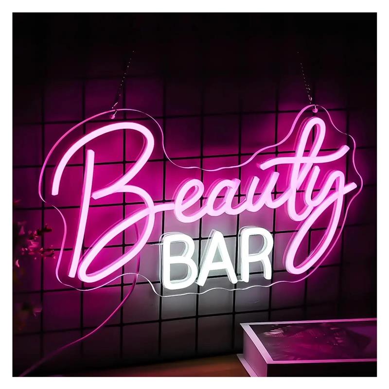 Beauty Makeup Bar - ビューティーバー ネオンサイン 調光可能なライト 壁装飾用 USB電源 メイクアップルーム