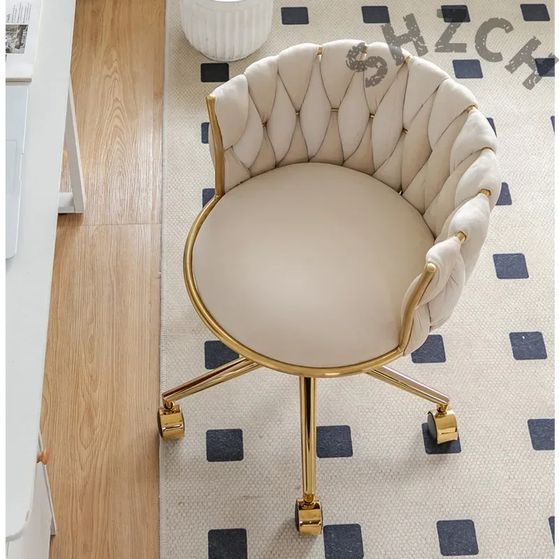 Beauty Makeup Chair - 人間工学に基づいたベルベット張りのメイクアップチェア、家庭用ビューティースタジオ、ネイルサロン、ドレッシングテーブル用