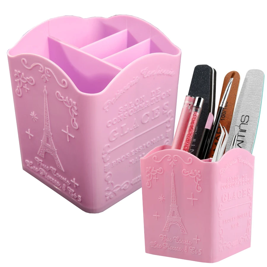 Beauty Makeup Products - 4コンパートメントネイルアートブラシホルダー、メイクブラシ用収納ボックス、ファイルバッファーネイルツール、ネイルディスプレイホルダー