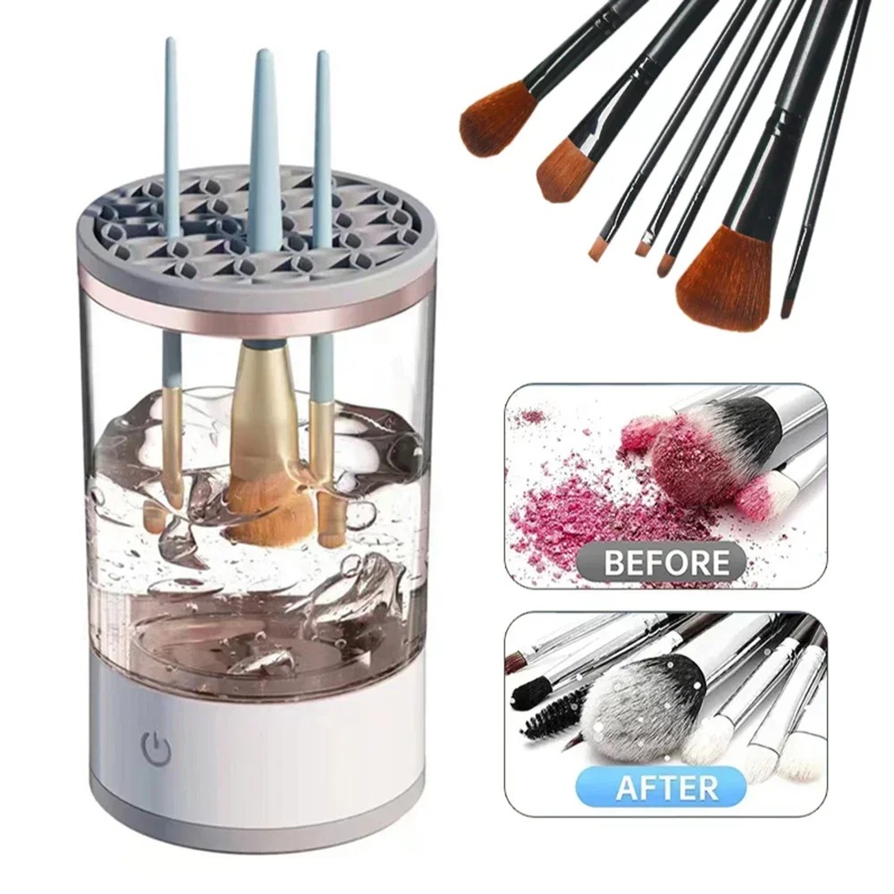Beauty Makeup Products - 自動電動メイクブラシクリーナー USBプラグ式 化粧ブラシ洗浄乾燥機 クリーニングマット付き