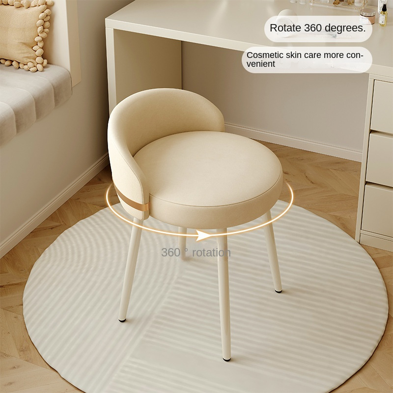 Beauty Makeup Chair - ファッショナブルなクリーム色のバンドバックレーシングメイクアップチェア - 女の子の寝室に最適な高級ヨーロピアンメイクアップスツール、電源不要