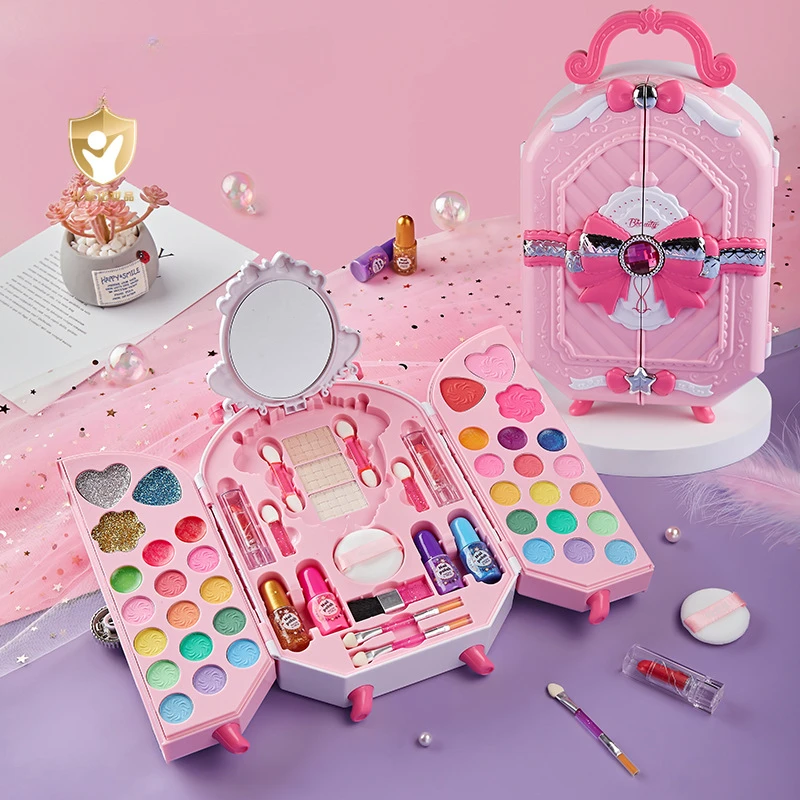 Beauty Makeup Gift Sets - 女の子のための安全な化粧品おもちゃ,王女の化粧品,アイシャドウ,マニキュア,無毒の美容セット,洗えるメイク,誕生日プレゼント,ファッション