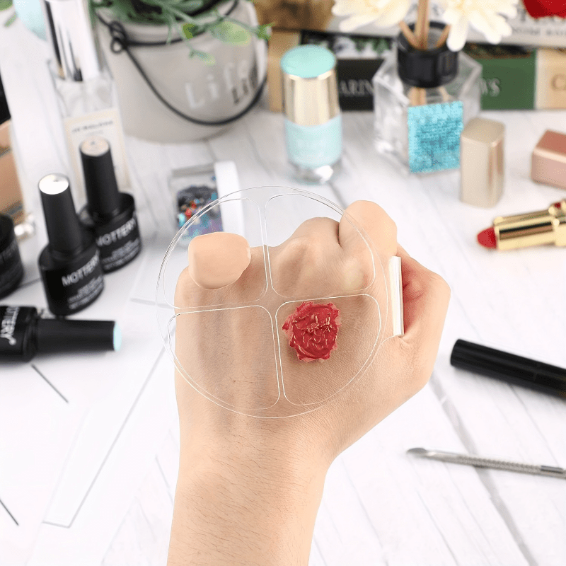 Beauty Makeup Tool - アクリル製丸型4グリッドカラーミキシングプレート、リキッドファンデーションメイクアップツール、個人や美容サロンに最適
