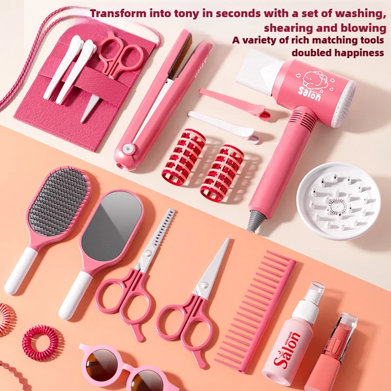 女の子のためのヘアサロンセット,ヘアドライヤーシミュレーショ - Beauty Makeup Tools Set のレビューと価格