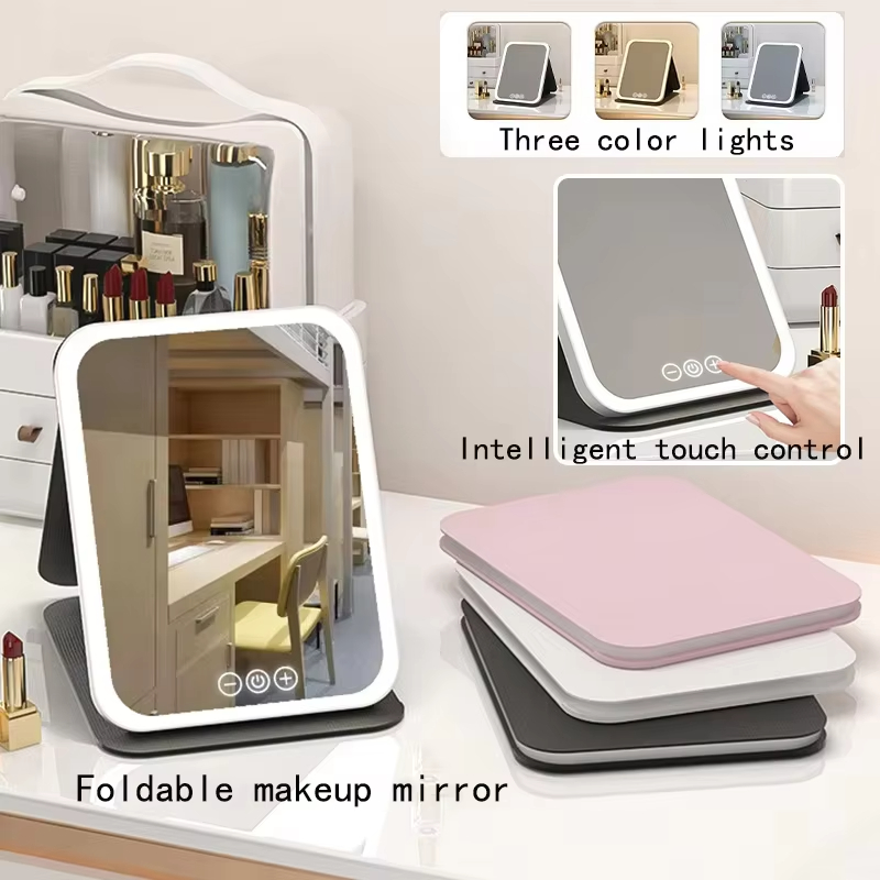 LED調光可能な化粧鏡ポータブル折りたたみ式デザイン3色ライ - Beauty Makeup Design のレビューと価格