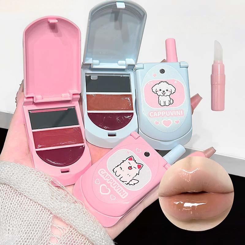 デュアルカラー保湿ソリッドリップグロス、フリップフォンデザイ - Lip Gloss Plumping のレビューと価格