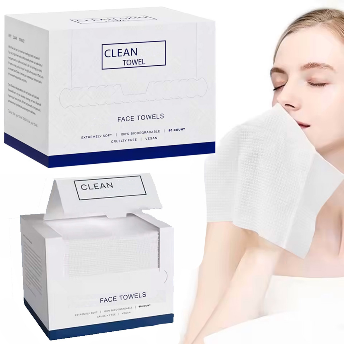 50枚入り使い捨てフェイスタオル　洗顔・メイク落とし　ドライ - Beauty Makeup Vanity のレビューと価格