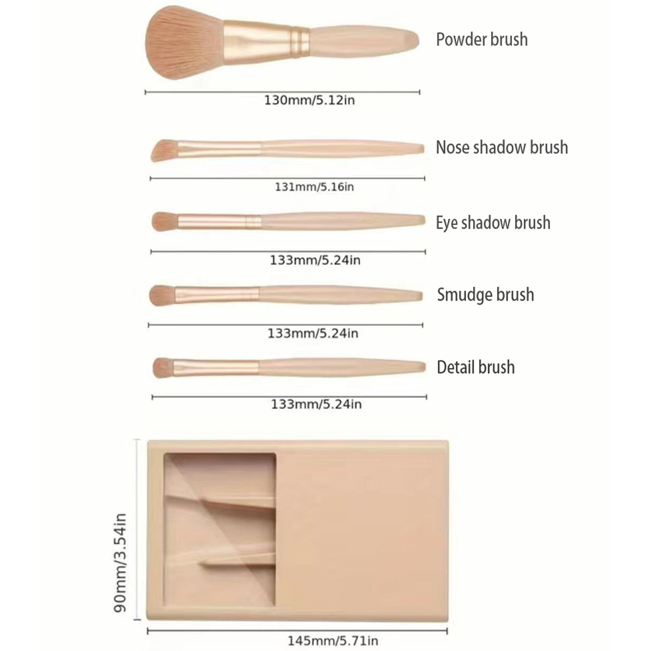5 個の化粧ブラシキットミラーとケース付き折りたたみボックス - Beauty Makeup Tools Set のレビューと価格