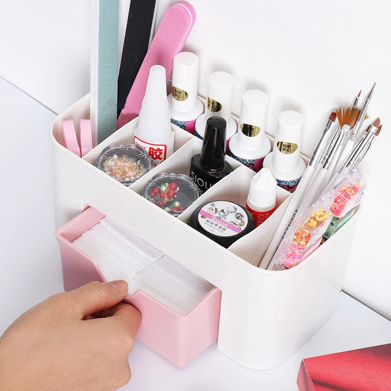 ネイルアートオーガナイザーデスクトップ引き出し化粧品収納ボッ - Beauty Makeup Products のレビューと価格