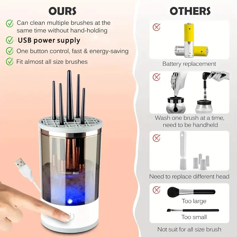 USB プラグポータブル電動メイクブラシクリーナーゴムメイク - Beauty Makeup Products のレビューと価格